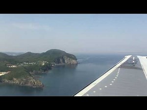 【HD】ANA B737-500スーパードルフィン　晴天の対馬空港へ着陸　FUK-TSJ