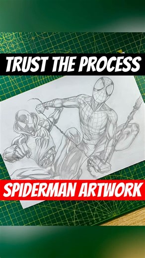 Did I ruin Spiderman with color? #spidermanart #comicart #artmeme #trusttheprocess #artreveal