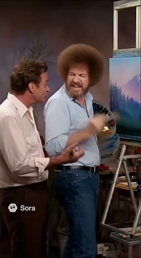 AI generated Bob Ross getting mad with Richard Feynman. #openai #sora2
