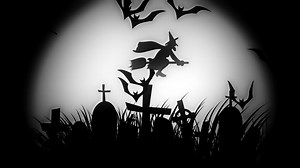 Download animation of a spooky cemetery with flying bats halloween for free