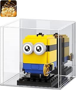 LASOA Acrylic Display Case for Collectibles – Clear Display Box with Mirrored Back and Base, Self-Assembly Small Showcase for Figurines, Models, and Memorabilia, 4x4x4inch