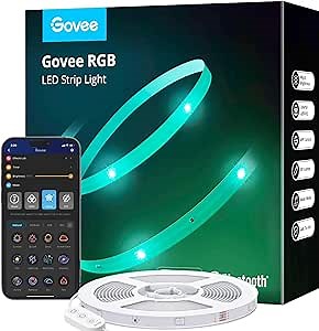 Govee 50ft LED Strip Lights, Bluetooth LED Lights with APP Control, 64 Scenes and Music Sync LED Lights for Bedroom, Living Room, Kitchen, Party, RGB LED Strip Lights, ETL Listed Adapter