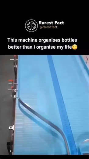 Rarest Facts | Educational Videos 🧠 on Instagram: "The post showcases a 39-second video of a Sanmartin Brasil conveyor system precisely aligning and stacking green glass bottles into uniform layers for palletizing in a beverage plant, overlaid with faint song lyrics and captioned humorously about the poster's disorganized life. These robotic setups, integrating KUKA or Fanuc arms, process up to 1,200,000 units hourly, slashing labor needs by 50-70% per industry benchmarks from the International