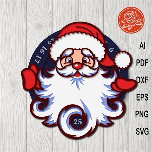 Santa Advent Calendar SVG: Christmas Countdown Cricut Cut File (digital Download) - Etsy