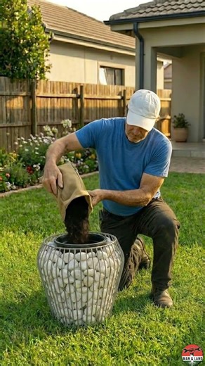 Simple Garden Hack 🌿 Turn Stones Into a Beautiful Planter #garden #gardening #satisfying
