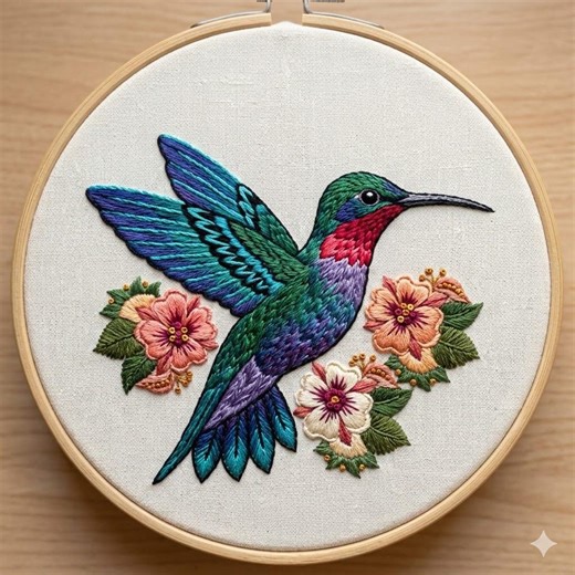 Hummingbird Flowers Embroidery Pattern, Floral Hummingbird Bouquet Hand Embroidery PDF - Etsy
