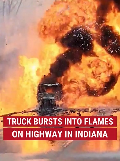 Wild footage shows a semi-truck completely engulfed in flames on I-65 in Indiana where, miraculously, the driver was uninjured.