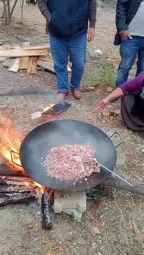 Outdoor Cooking with Friends on a Black Griddle