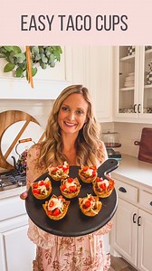 EASY TACO CUPS! 🌮 These easy taco cups are perfect for taco Tuesday, Cinco De Mayo or to make a fun appetizer for any party! Ingredients: 24 wonton wrappers 1 lb. ground beef (I used 90/10) ½ of a white onion, diced 14.5 oz. canned petite diced tomatoes (drained) 1¼ cups shredded cheddar cheese 1 Tbsp chili powder 1 tsp cumin 1 tsp paprika ½ tsp garlic powder ½ tsp onion powder ½ tsp salt ½ tsp black pepper Optional toppings: sour cream, guacamole, chopped cilantro, sliced green onion * Preheat