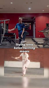 Trying retro baton twirling moves💪🏻 Can anyone tell me who the male twirler is in the retro video? I’m not sure🤔 #batontwirling #flowarts #juggling | Cody Carter