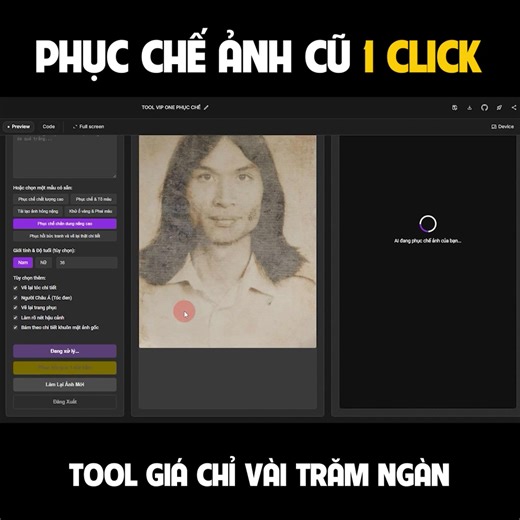 3 bước để tiệm ảnh áp dụng AI phục chế Rất đơn giản: 1️⃣ Tải ảnh khách lên tool AI 2️⃣ Chọn chế độ phục hồi (làm nét, xoá vết, tô màu) 3️⃣ Tải về ảnh mới và bàn giao cho khách ngay trong ngày Không cần kỹ năng Photoshop nâng cao, nhân viên mới vào nghề cũng dùng được. 👉 Đây chính là cách để tiệm phục chế tiết kiệm thời gian, nâng cao uy tín. Đăng ký dùng thử ngay để trải nghiệm sự khác biệt. | Phần Mềm Chỉnh Sửa Ảnh Online