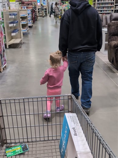 had an unexpected day off! So we took advantage and went shopping at @Menards if you couldn't tell Maizey is definitely a daddy's girl and we were not given an option on the stuffy 😂 #inhomedaycare #momlife #childcareprovider #shopping #daddysgirl
