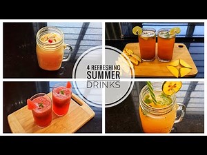 4 Refreshing Summer Drinks | Nimbu Masala Soda | Watermelon Cooler | Aam Panna | Mango Milkshake |