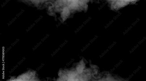 steam background, flying clouds background, moving smoke background isolated on black background.