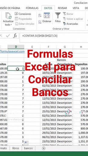 Fórmulas Excel para Conciliación Bancaria #excel #exceltips #exceltricks #exceltutorials #excelformulas