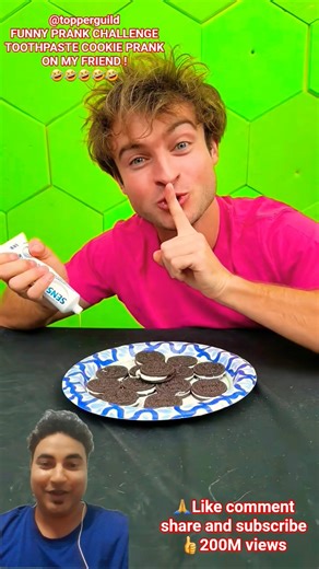 my friend didn't expect the toothpaste cookie prank #prank #shorts #funny#topperguild#trending#viral