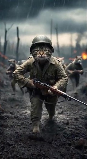 Cats in World War II | Uniforms, Battlefield Combat & Tactical Teamwork Slow Motion