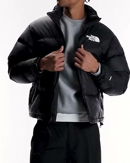 THE NORTH FACE Nuptse Retro Down Puffer Jacket Nylon Men Shiny Black | Asos