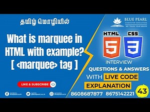 what is a marquee in html HTML Tutorial - Scrolling Content (Marquee Tag) Direction attributes Tamil