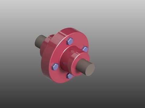 Flange Coupling Unprotected Type | Autocad 3D | Machine Drawing Assembly