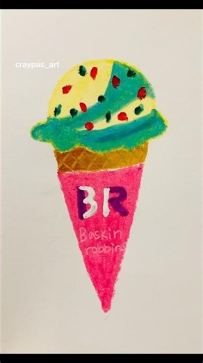 [The hot weather continues] #crayons #icecream #BaskinRobbins #howtodraw #oilpastel