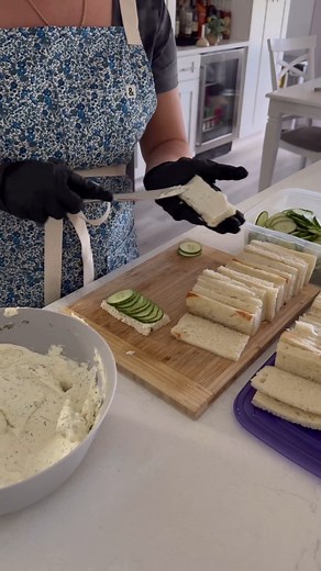 Making 115 english tea sandwiches for day 1 of a 3 day event! 🥪🫖 #fromscratch #cooking #asmr #satisfying | Skylar Toth