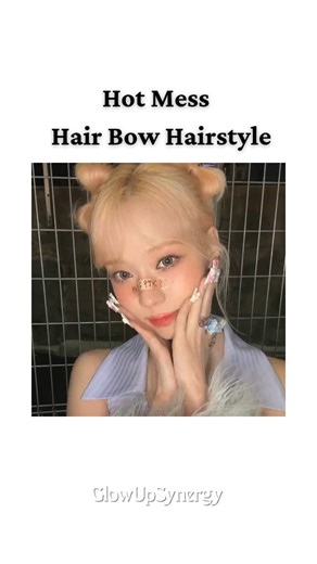 Hot Mess Hair Bow Hairstyle 🎀 #glowup #aesthetic #kbeauty #korean #thatgirl #glow ‎@GlowUpSynergy 🌻