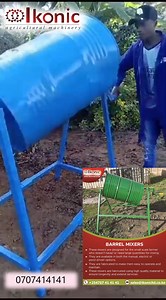 A barrel mixer consists of a rotating drum (barrel) mounted on a frame. Materials are loaded into the barrel, which is then rotated either manually or using a motor. The rotation allows the contents to tumble and mix thoroughly. Does 50Kgs per hour. Call us on 254707414141 | Ikonic Agricultural Machines