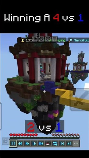 Winning a 1v4 in hive bedwars #minecraft #hivemc #shorts