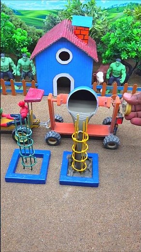 😱 Amazing Mini Tractor Making Cement Pillar | DIY Real Working Construction Machine 🚜 #shorts