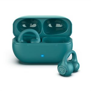 JLab Flex Open Earbuds, Teal, Open-Ear Clip Design, 21 Hr Playtime, IPX4, Multipoint, Clear Calls, Fast Pair