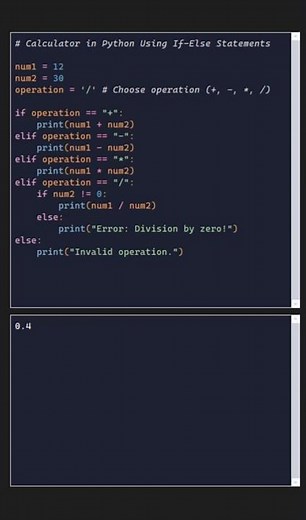 Basic Calculator Using Python (Simple If-else Statement) #coding #python #programming