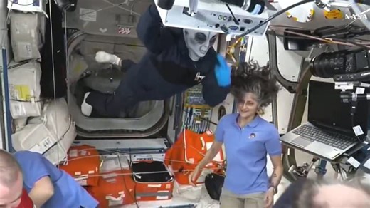 Hilarious moment 'alien' arrives onboard the International Space Station