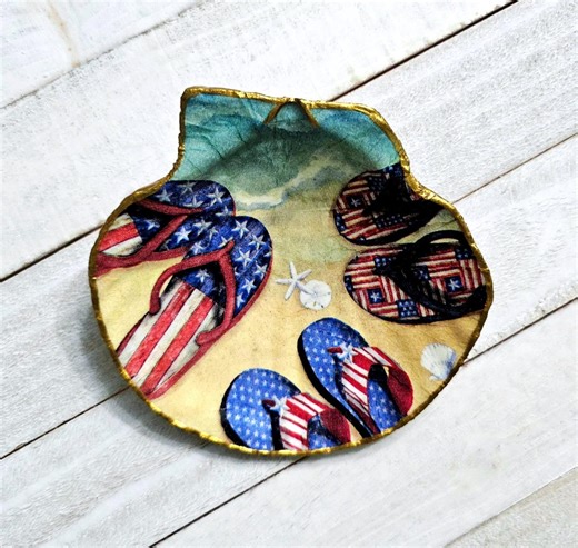 Seashell Ring Dish: Decoupage Flip Flop Coastal Decor - Etsy