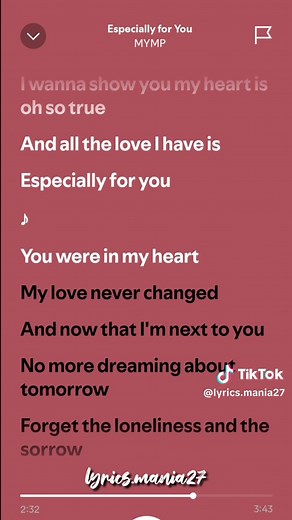 Especially For You by MYMP: Full Lyrics