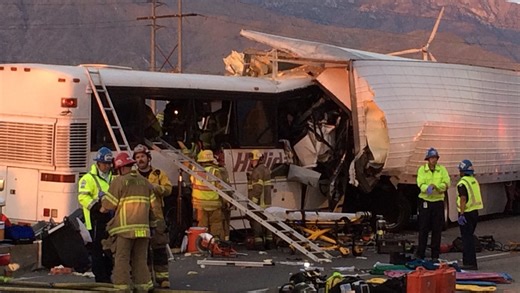 Tour bus crash in California kills 13, closes I-10