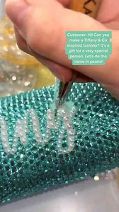 Tiffany inspired rhinestone tumbler with pearl name
