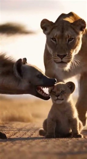😂 LOL! Hyena Kisses Lion Cub! 🦁 【爆笑】ママライオンが来ると急にキスして誤魔化すハイエナ！
