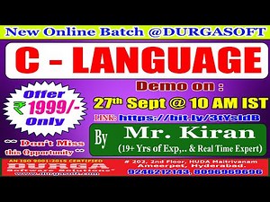 C - LANGUAGE Online Training @ DURGASOFT