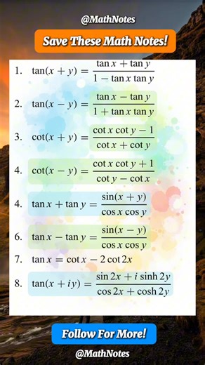 Amazing Trigonometry Formula Math Notes | Math Notes