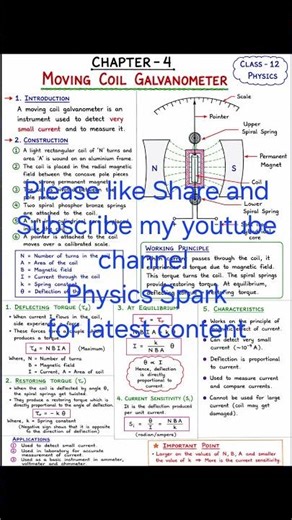 #Moving Coil Galvanometer in 1 Minute | Class 12 Physics Notes ✍️⚡
