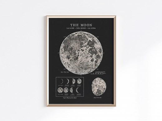 Moon Phases Printable | Vintage Moon Poster | Moon Phases Print | Lunar Phases | Moon Wall Decor | Digital Download | Full Moon Print - Etsy
