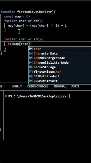 First Unique Character in JS #webdevelopment #javascript