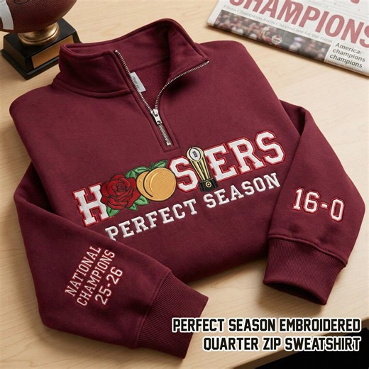 Embroidered Indiana Football 25-26 National Champions Sweatshirt, Game Day Tshirt, Hoosiers Hoodie Fan Gift, IU Football Lover Quarter Zip - Etsy
