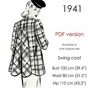 1940s Swing Coat Sewing Pattern. Swing Coat With Yoke and Flared Back. Original Vintage Size Bust: 100 Cm (39.4") - Etsy