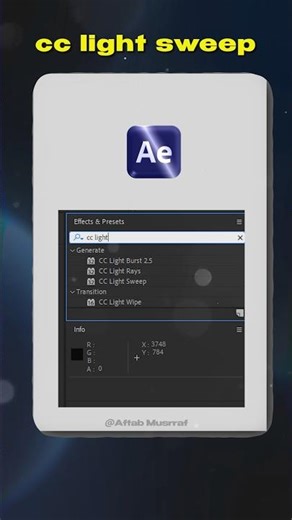 Light Sweep Effect in After Effects | Day 13 of ae series #aftereffects #shortsfeed