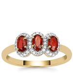 Tanzanian Ruby Ring with White Zircon in 9K Gold 1.05cts