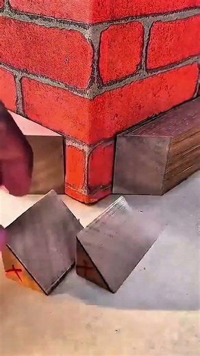 Wood blocks marked, red lines guide corner’s precise embrace