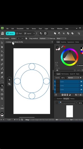 Create a Colorful Ring Design Using Affinity Shape Builder Tool #shorts