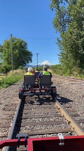 Pedal into adventure and make the most of the season! 😎☀️ #hoodriveroregon #exploregon #hoodriver #hoodrivervalley #mounthoodrailroad #portlandoregonlife #pnw #railbike #railbikes #adventureiscalling #adventureseeker #outdoorsy #sunnydaysahead #pnwadventurers #pnwadventure #pnwadventures #traveloregon #oregonexplored #oregonlife | Mount Hood Railroad